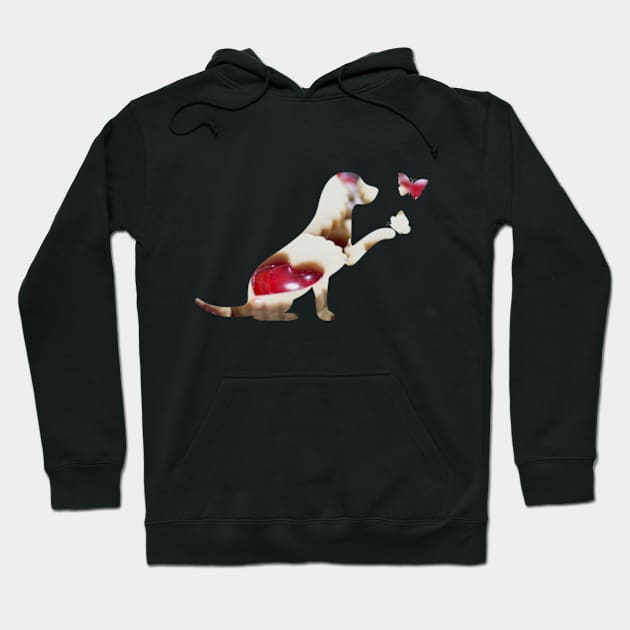 Valentine Dog and Butterflies Hoodie by Celestial Mystery